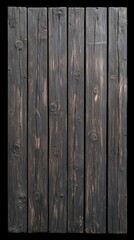 Fototapeta premium Vertical planks of wood with a realistic, flat mahogany texture, showcasing grains and knots in various shades of brown and black.