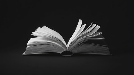 Realistic mockup of an open book viewed from the side with flipping pages