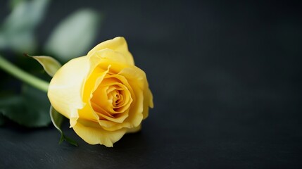 Fototapeta premium Yellow Rose on Dark Background Symbolizing Friendship and Warmth : Generative AI