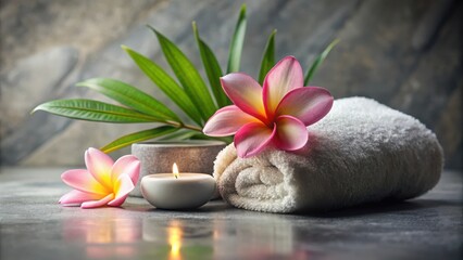 A Spa Retreat A Relaxing Arrangement of White Towels, Fragrant Flowers, and a Gentle Candlelight Glow