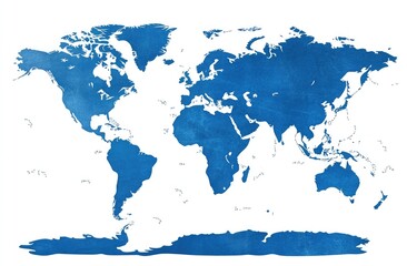 Obraz premium Blue map of the world with global network connections on a white background