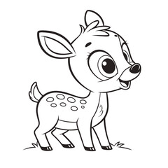 baby deer  coloring page , coloring page for kids, animal coloring page, KDP, Animal Coloring Page For Kids, line art clipart, children, , animal, cartoon, vector, illustration
