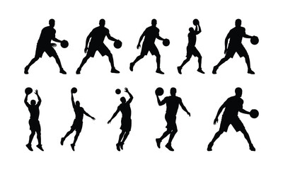 Basketball player silhouette vector illustration isolated on a white background.