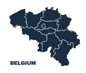 Belgium map flat border outline vector