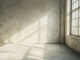 Obraz premium Spacious room with natural light illuminating a bare wall and floor in a minimalistic setting