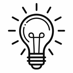 Simple Black Line Art Lightbulb Icon Representing Inspiration