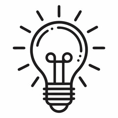 Simple Black Line Art Lightbulb Icon Representing Inspiration