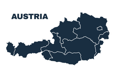Austria map flat border outline vector