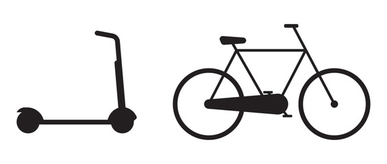 A scooter and a bicycle. Transportation. Sports. Logo. Vector. Illustration