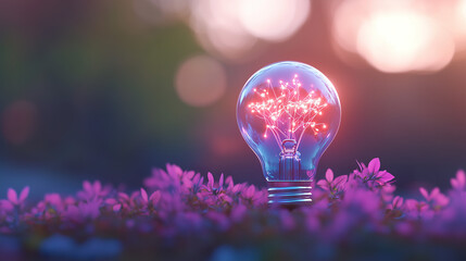 Lightbulb Blooming into a Flower