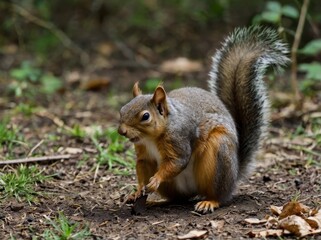 Obraz premium squirrel eating nut