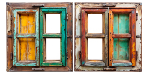 old window with wooden shutters