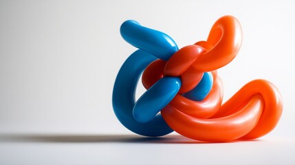 Intricate Knot of Blue and Orange Balloons: A Study in Form and Color