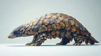 Obraz premium Pangolin Walking on Smooth Surface with Scales Showing Texture