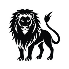 Obraz premium Lion Silhouette Vector Art - Black Color Lion Design Illustration