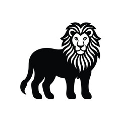 Lion Silhouette Vector Art - Black Color Lion Design Illustration