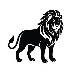 Lion Silhouette Vector Art - Black Color Lion Design Illustration