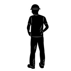 builder silhouette on white background vector