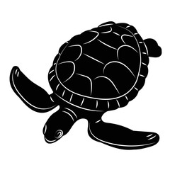 turtle swimming silhouette on white background vector