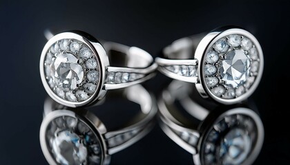 white ear ring on the black background