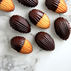 madeleines dipped in glossy dark chocolate