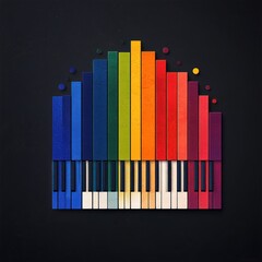 Obraz premium Geometric Piano Keys: Colorful Abstract Background with Gradient Stripes - Vector Illustration