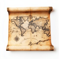 Vintage world map with burnt edges and aged parchment texture