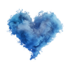 Fototapeta premium Blue Smoke Forming Heart Shape with Soft Cloud-Like Patterns on a transparent background