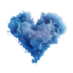 Fototapeta premium Blue Smoke Forming Heart Shape with Soft Cloud-Like Patterns on a transparent background
