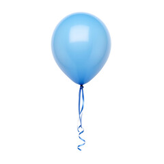 Blue Balloon with Curling Ribbon on a transparent background.