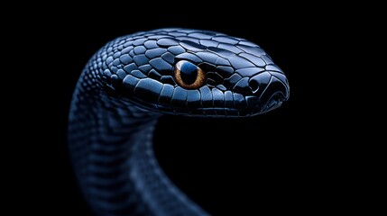 Dark and Striking: Artistic Black Mamba Coiled on a Shadowy Background