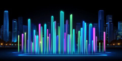 Obraz premium Vibrant Neon Cityscape Digital Art Abstract Background Modern Design Night Cityscape Futuristic Glow