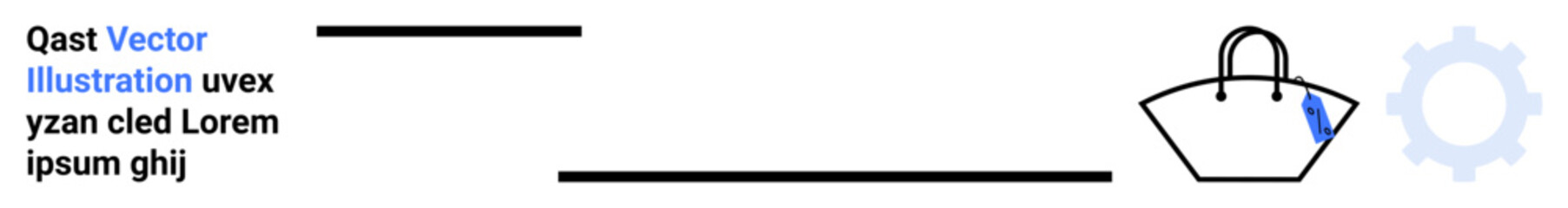 Handbag with blue accent, accompanied by a cogwheel signifying technology integration. Ideal for retail, e-commerce, technology, innovation, digital solutions, service platforms, flat landing page