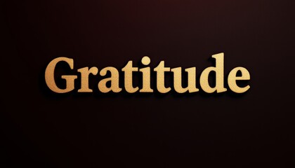 Golden Gratitude Embossed on a Dark Backdrop, Minimalist and Elegant Textual Design