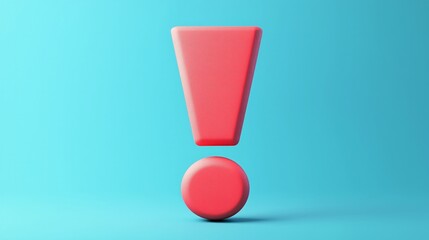 Bright red exclamation mark design on calming blue background for attention and emphasis in visual communication