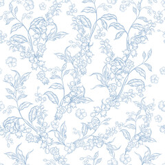 Graphic seamless pattern with flowers.