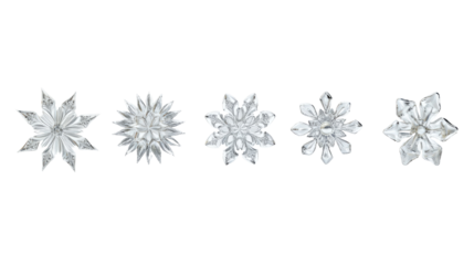 Christmas crystal snowflake glass transparent background. New year decoration idea.