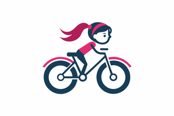 Fototapeta premium bike with woman vector logo with a white background
