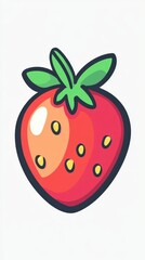 Obraz premium A Cartoon Illustration Of A Single Red Strawberry