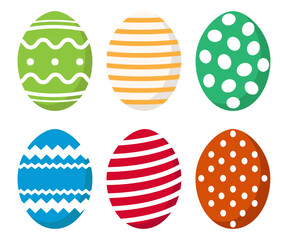 Set of easter eggs in cartoon style illustration