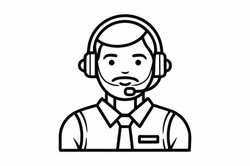 call center man black and white color silhouette