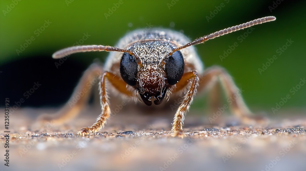 Poster extreme closeup portrait of a beetle with intricate details : generative ai