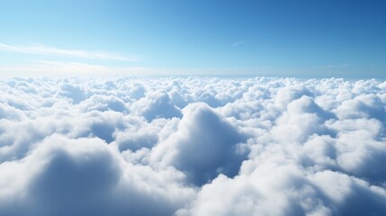Fototapeta premium Expansive White Fluffy Cloudscape against a Deep Blue Sky Background : Generative AI