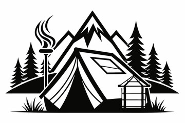 Fototapeta premium camping tent silhouette