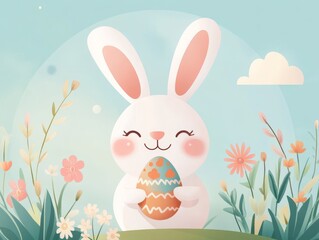 Obraz premium Happy Easter Bunny in Spring Meadow 