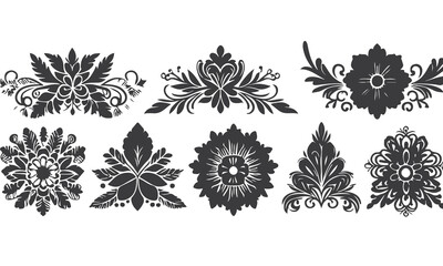 A black and white floral silhouette design flowers.
