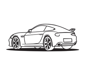 Black vector illustration of a car on a transparent background. Ideal for automotive designs, transportation themes graphics, and vehicle illustrations