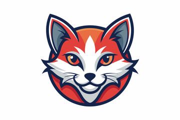 cat head logo vector with white background