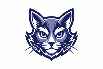cat head logo vector with white background