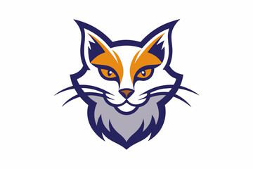 Obraz premium cat head logo vector with white background